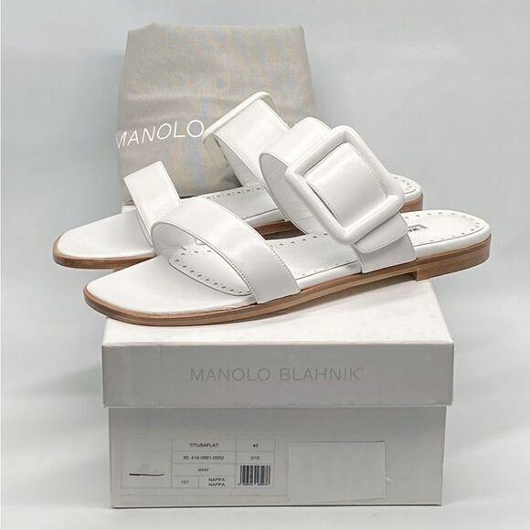 Manolo Blahnik Tituba Leather Buckle Sandals size 40 - Picture 10 of 12